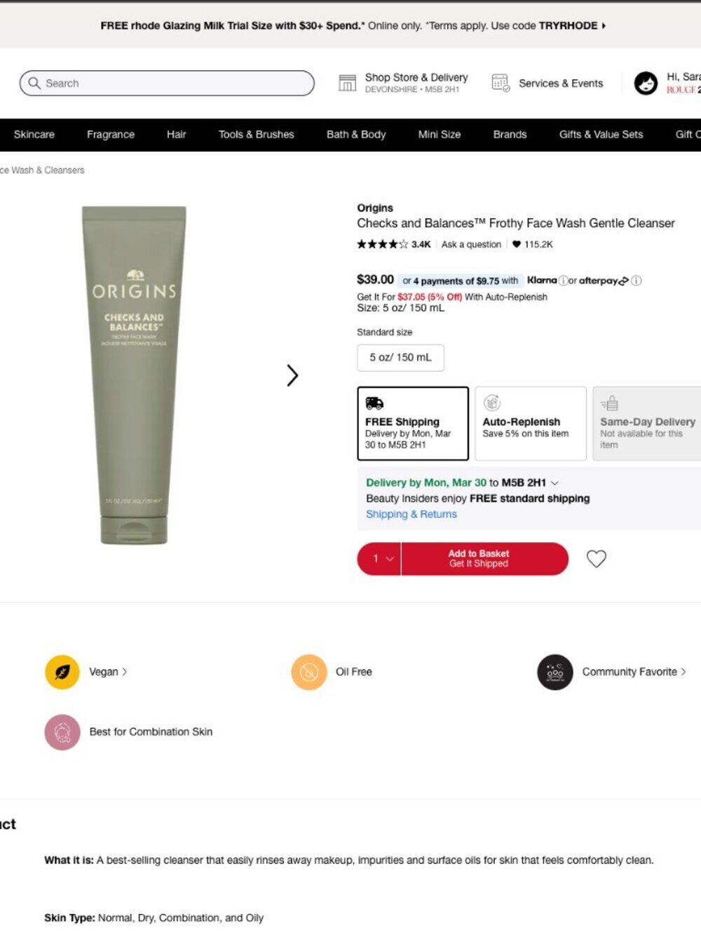 3/$25: Origins Checks And Balances Frothy Face Wash 50mL BNIB - Picture 2 of 4